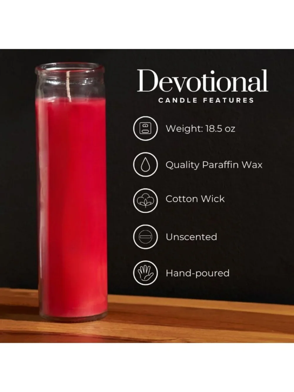 Set of 6 Red Prayer Candles in Glass Jars - Devotional Home Decor, Spiritual